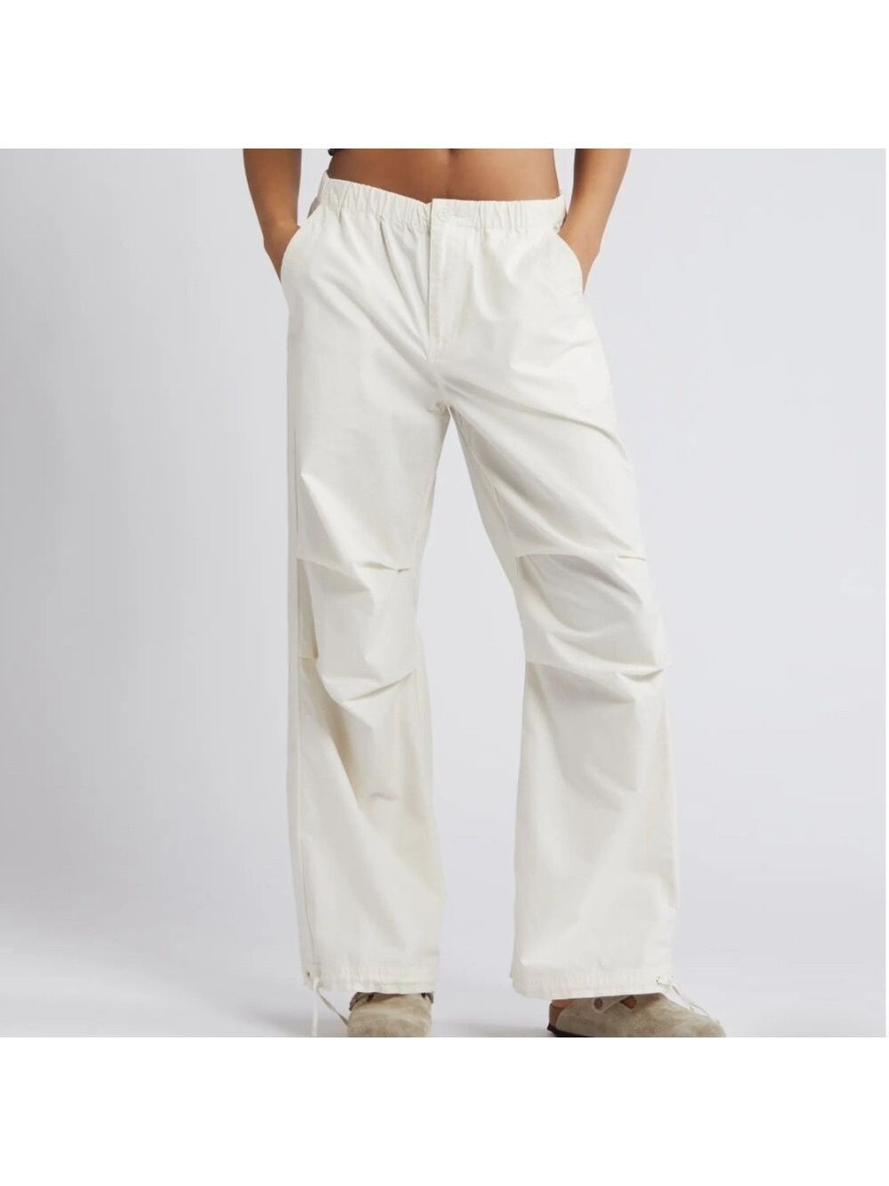 Cotton On Cargo Pants Women’s 2 Beige Cream Low Rise Pockets Y2K 90s